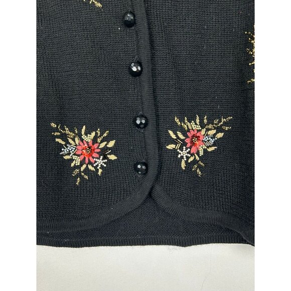 Vintage Susan Bristol Embroidered Black Wool Blend Vest Size 2W - Picture 8 of 9